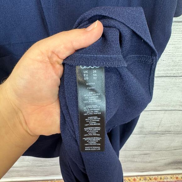 Asos Plus Size Navy Puff Sleeve Modest Simple Dress Size 22 - Picture 3 of 7